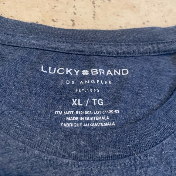 Lucky Brand Men's Blue Graphic Tee - "Rooted in Rock n Roll" - Size XL/TG - Picture 2 of 5